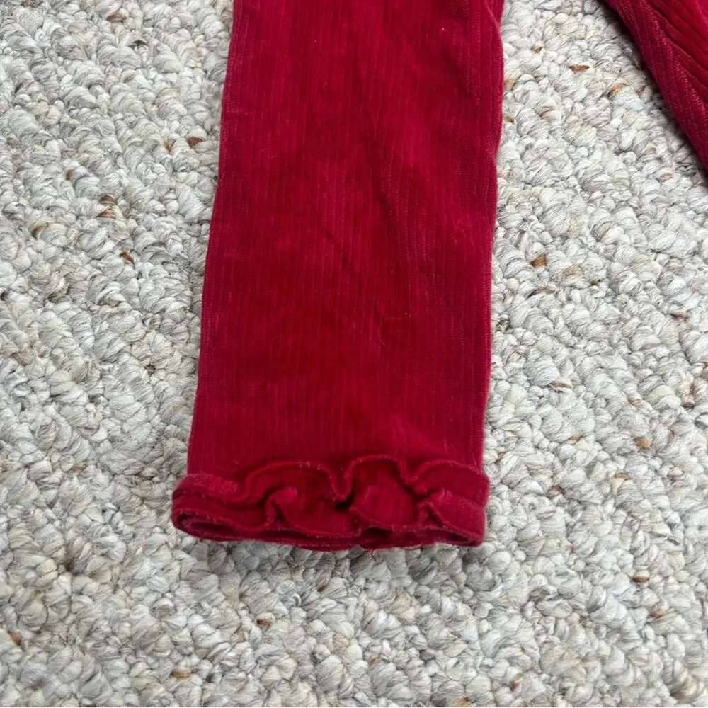 Children’s Place Red Velour Long Sleeve Girls 3T Vintage Ruffle Button Closure
